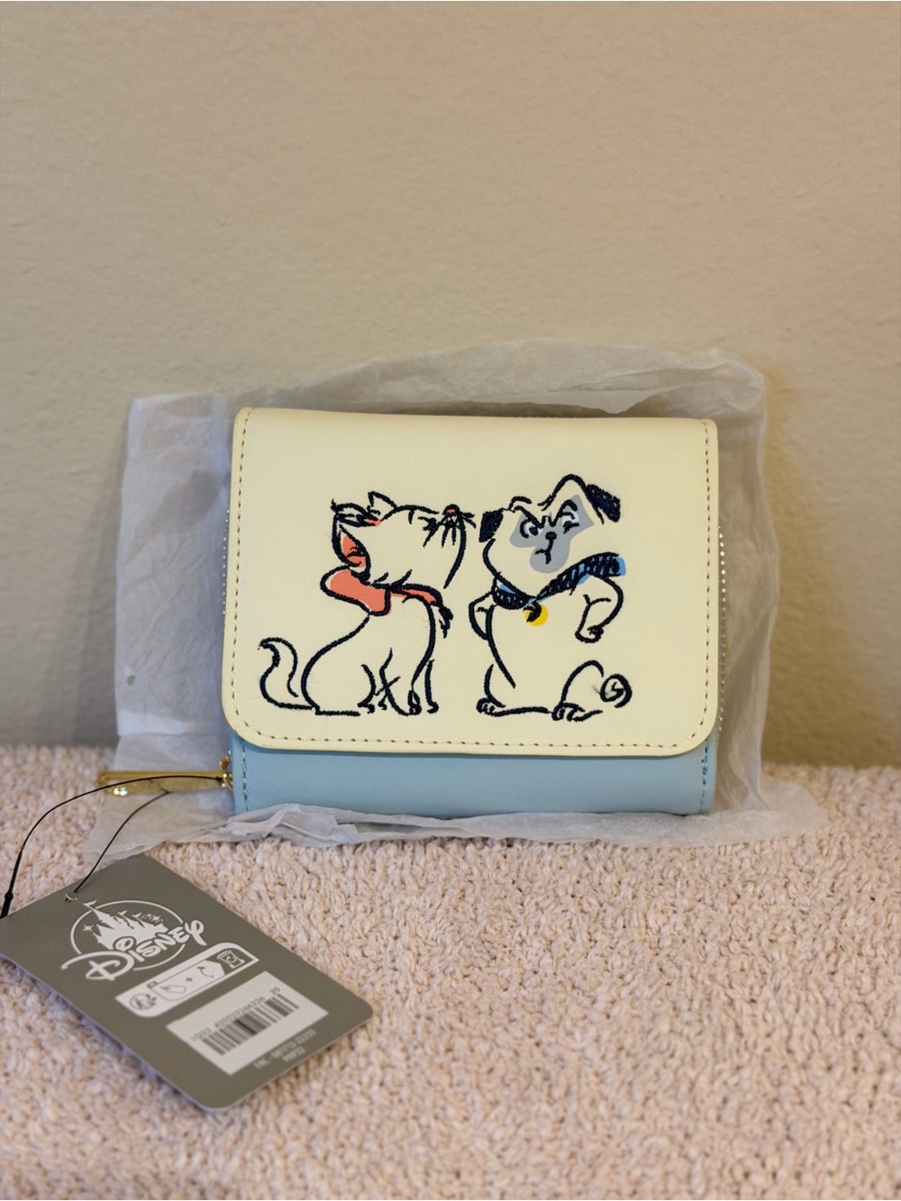 Loungefly Disney Parks Pluto Zip Around Wallet - Light Blue & Cream